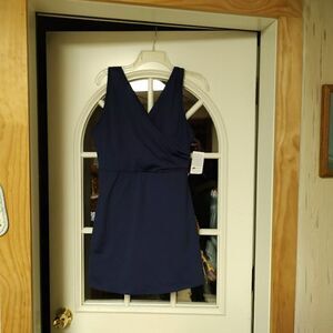 New Lands' End navy Blue One Piece Skirt Swimsuit Size Women's 16P